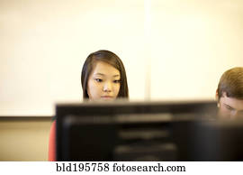 estudantes, estudar, em, laboratório computador