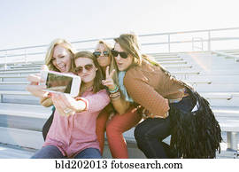 Friends taking self-portrait