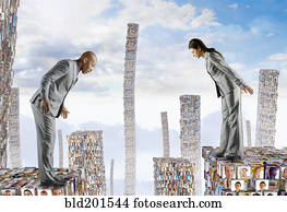 pessoas negócio, ficar, ligado, edifícios, feito, de, caras