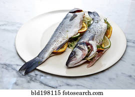 Stuffed fish on plate