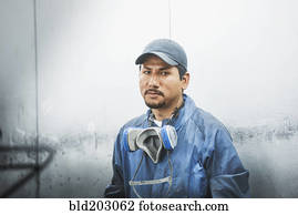 trabalhador, ficar, em, planta industrial