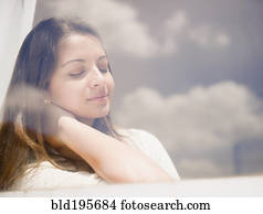 tranqüilo, indianas, mulher relaxando