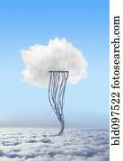 Cloud connected to cables in sky