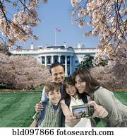 Family taking self-portrait near the White House