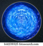 Blue sphere in outer space