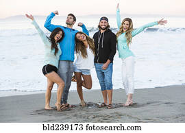 Carefree friends posing at beach