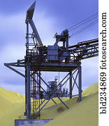 maquinaria, em, pilhas, de, grão