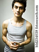 Portrait of Mixed Race man wearing tank-top