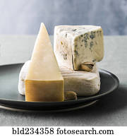Variety of cheeses on plate