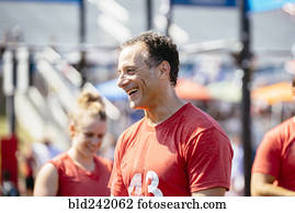 Caucasian man laughing outdoors Caucasian man laughing outdoors