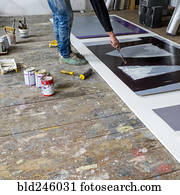 caucasiano, artista, quadro, com, pincel