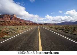 Road to distant desert landscape