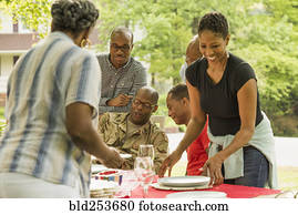 soldado, e, parentes, em, piquenique