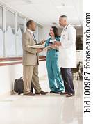 doutores, e, droga, vendedor, falando, em, hospitalar