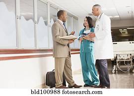 doutores, e, droga, vendedor, falando, em, hospitalar