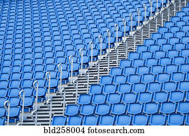 azul, assentos, em, estádio