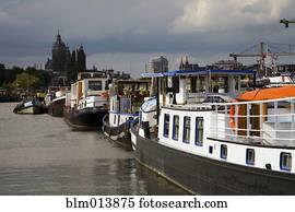 barcos, ligado, amsterdão, canal