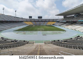 campo futebol, em, vazio, estádio
