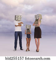 Family with heads of money