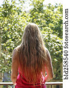 Long hair of Caucasian woman