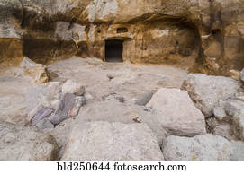 pedras, perto, entrada, para, caverna