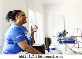 pretas, voluntário, mulher, água potável