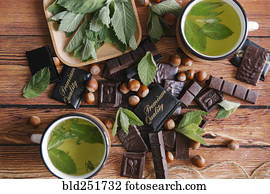 prêmio, qualidade, chocolate, perto, chá verde