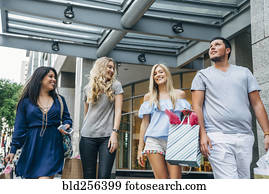 ידידים, להביא, שקיות של קניות, ב, עיר