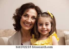 Caucasian grandmother and granddaughter