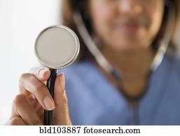 Cape Verdean doctor holding stethoscope