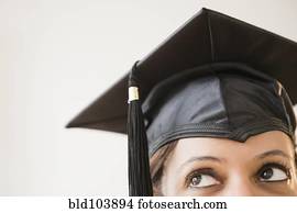 Cape Verdean woman in graduation cap