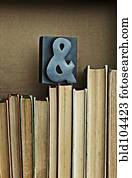 ampersand, sinal, cima, livros