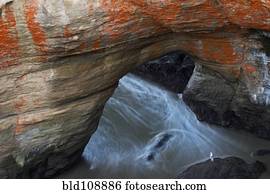 Water flowing through rock formation