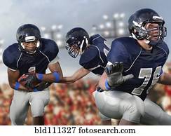 jogadores futebol americano, passagem, bola