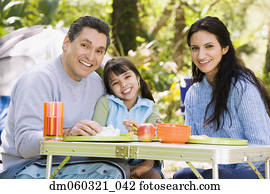 Hispanic family camping