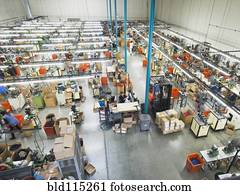 Overhead view of textile factory