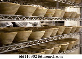 cestas, em, um, panificadora