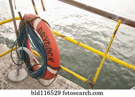 equipamento segurança, ligado, doca seca