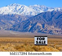 For Sale Sign in Mountainous, Desert Landscape
