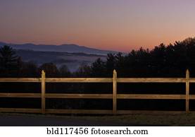 Pasture Fence in Mountains at Twilight