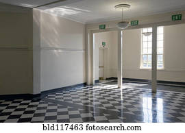 Shiny Checkered Floor of a School