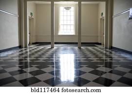 Shiny Checkered Floor of a School