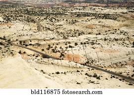 Two Lane Road Passing Through the Desert