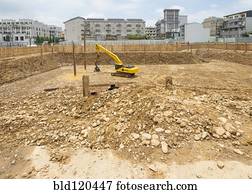 Digger working on construction site