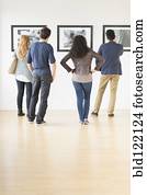 pessoas, admirar, arte, em, galeria