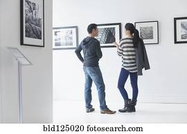 par, admirar, arte, em, galeria