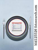 rótulo nutrição, ligado, prato, em, colocação tabela