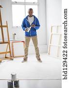 pretas, artista, quadro, em, estúdio