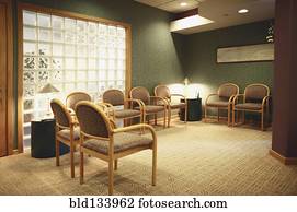 Empty dental office waiting room