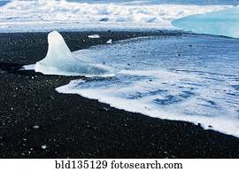 geleira, derretendo, ligado, ártico, praia